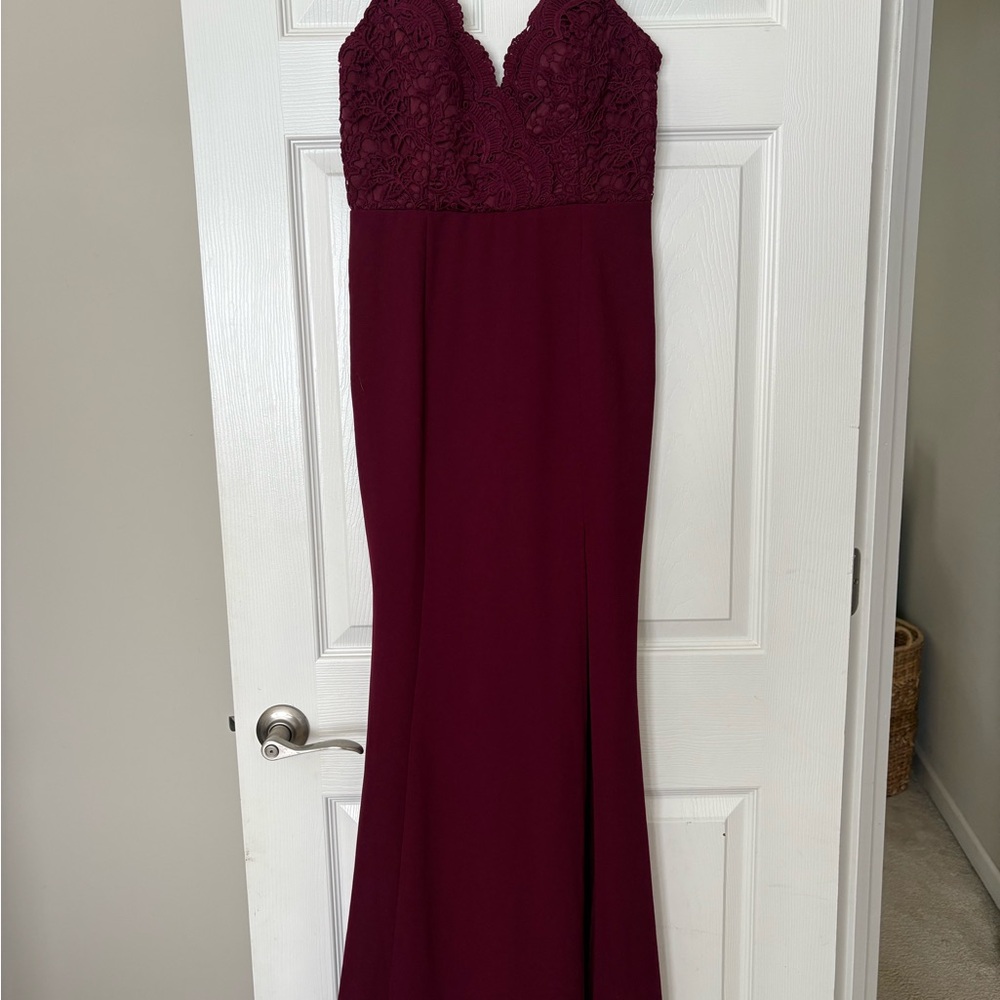 Lulu's Deep Burgundy Lace Maxi Dress